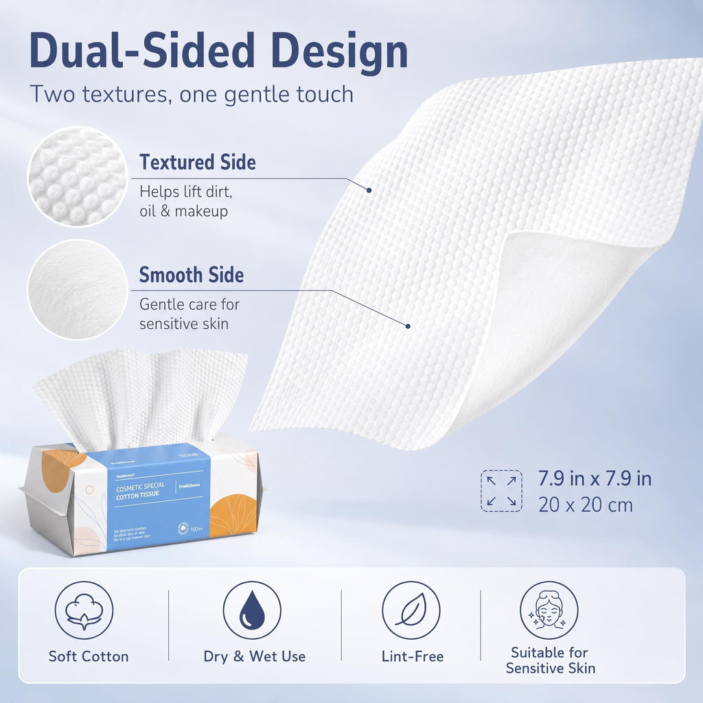 PoeticEHome Disposable Face Towels, Soft Dry Wipes, 3 Pack, 300 Count
