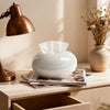 Acrylic Tissue Box Cover, Large Round Design with Non-Slip Base, Beige Decorative Holder for Bathroom, Living Room, Office (White)