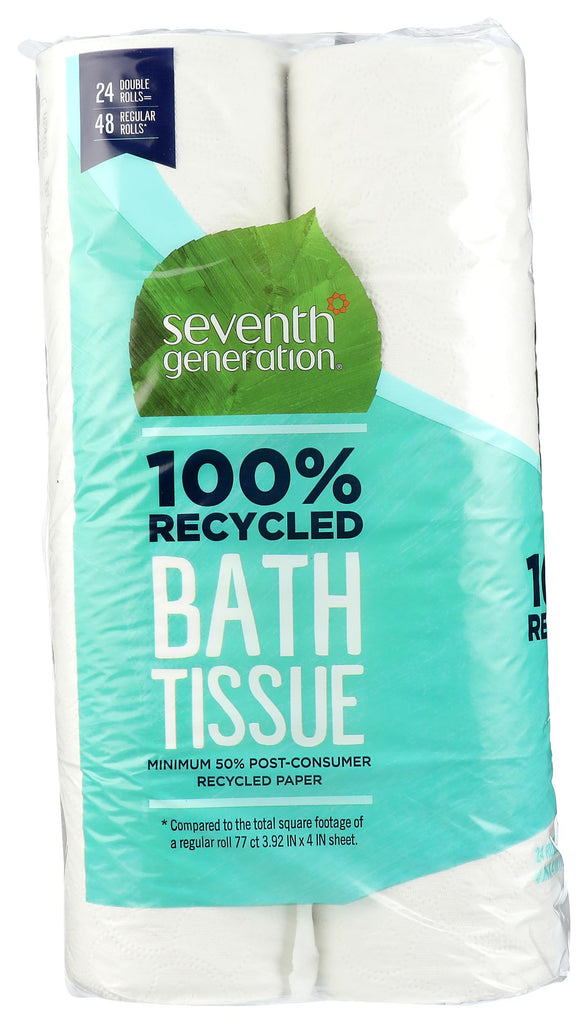 Seventh Generation 100% Recycled Bathroom Tissue, Septic Safe, 2-Ply, White, 240 Sheets/roll, 24/Pack