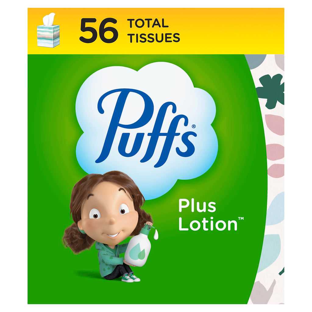 Puffs Cube Plus Facial Tissues, 1 box, 56 ct
