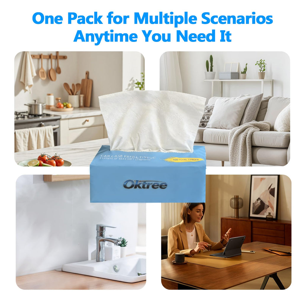 Oktree Tissues, 4-Ply Ultra Soft Facial Tissues, 4 Packs