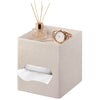 Square PU Leather Tissue Box Cover with Top Storage Tray,Tissues Dispenser