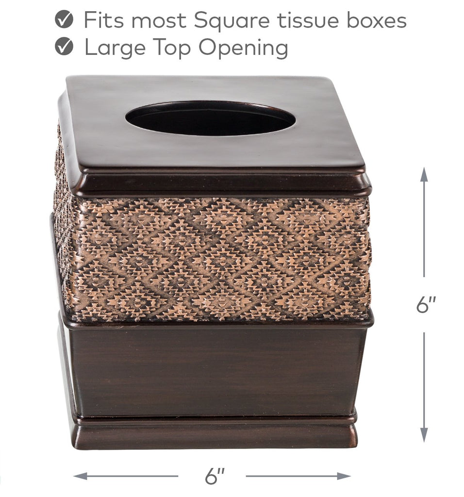 Dublin Brown Square Resin Tissue Box Cover