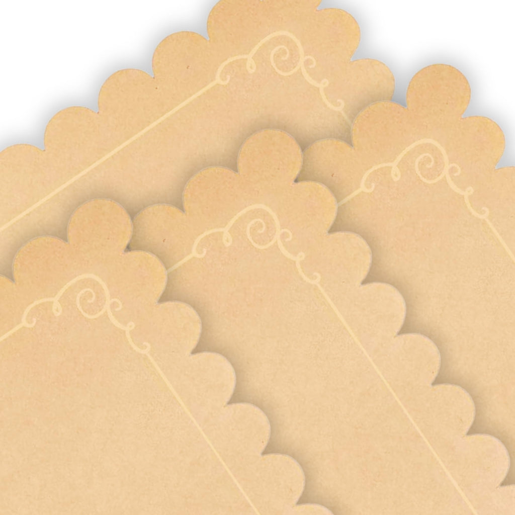 Ur-Way Kraft Paper Placemats Pack: 10 x 14 inch Light Brown Scalloped Edged Disposable Kraft Paper Place Mats for Dining - Perfect for Rustic Farmhouse, Wedding, or Holiday Table Decor