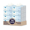 Zhro 4-Ply Facial Tissues, 16 Packs (5.6 x 3.6 x 2.7"[Not in Box]) - 1600 Sheets Total, Compact for Desk, Car & Bag, Hypoallergenic, Lint-Free