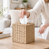 Yosner Paper Rope Tissue Box Cover Square, Wicker Tissue Box Holder Natural