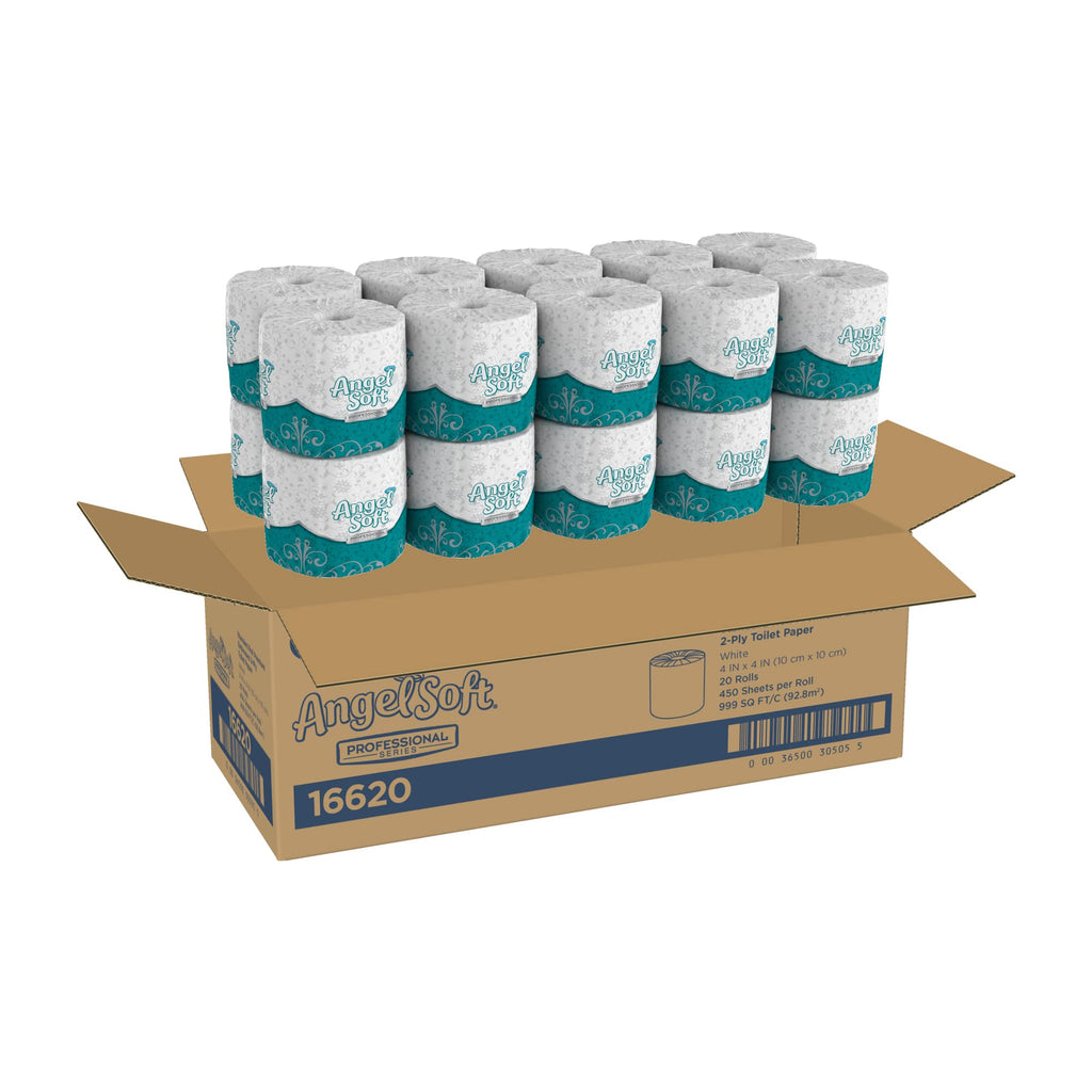 Georgia-Pacific Angel Soft Professional Series 2-Ply Embossed Toilet Paper, 16850, 450 Sheets Per Roll, 60 Rolls Per Case