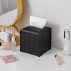 Tissue Box Cover Square Leather Facial Paper Holder, Black