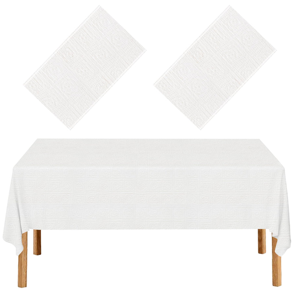 EUVBOKW 2 Pack White Paper Tablecloth for Rectangle Tables