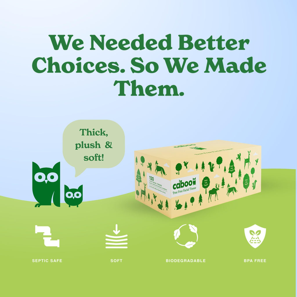Caboo Tree Free Facial Tissues, 120 Tissues Per Box, 480 Total