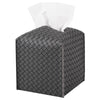 Tissue Box Cover Square Leather Facial Paper Holder, Dark Gray