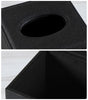JLAMBOM PU Leather Tissue Box Cover Square Tissue Box Holder (Black)