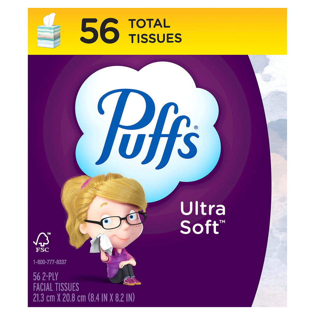 Puffs Ultra Soft Facial Tissues, 1 Cube, 56 Facial Tissues Per Box