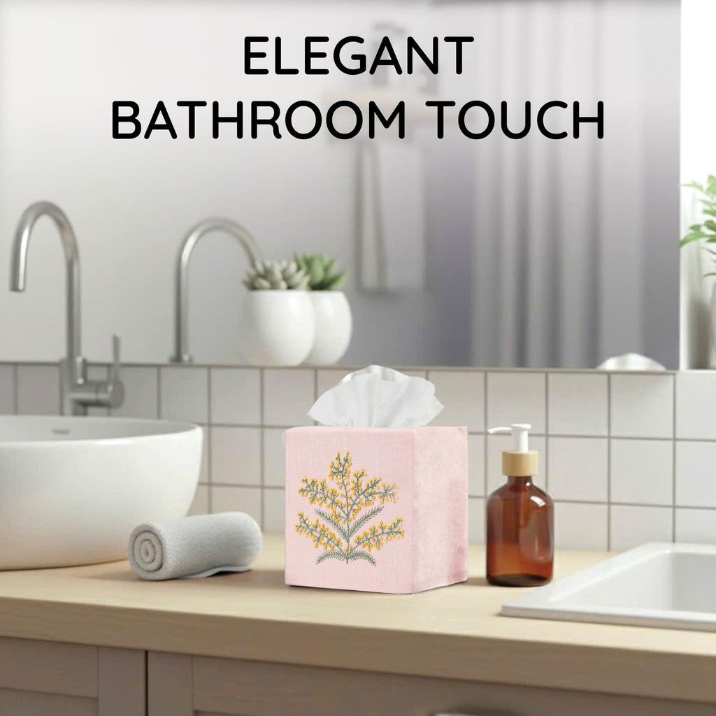 EmbroideryLinen.VN Square Tissue Box Cover Cute Set of 2, Pink