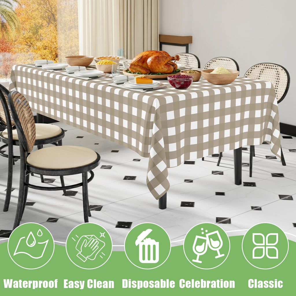 Smiry Disposable Rectangle Plastic 54 x 108 Inch Table Cloth 3 Pack
