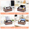 SAYEEC Leather Tissue Box Cover Rectangular Tissue Box Holder Retro Napkin Dispenser Facial Tissues Organizer Multifunctional Storage Box Caddy for Bathroom Toilet Bedroom Living Room Office Table Car