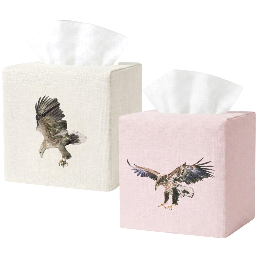 EmbroideryLinen.VN Square Tissue Box Cover Cute Set of 2, Eagle