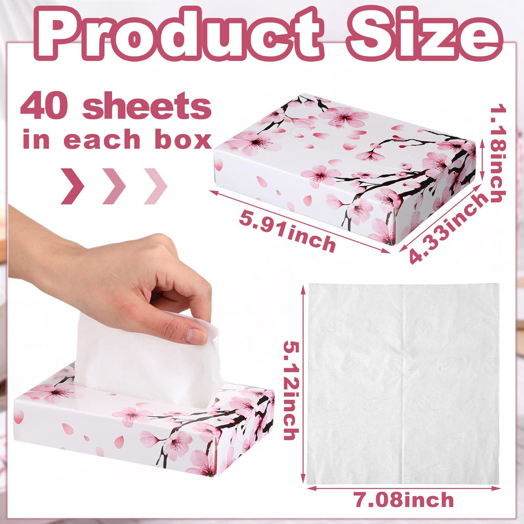 Yinder 24 Pcs Small Tissue Cube Box 960 Sheets for Classroom, Cherry