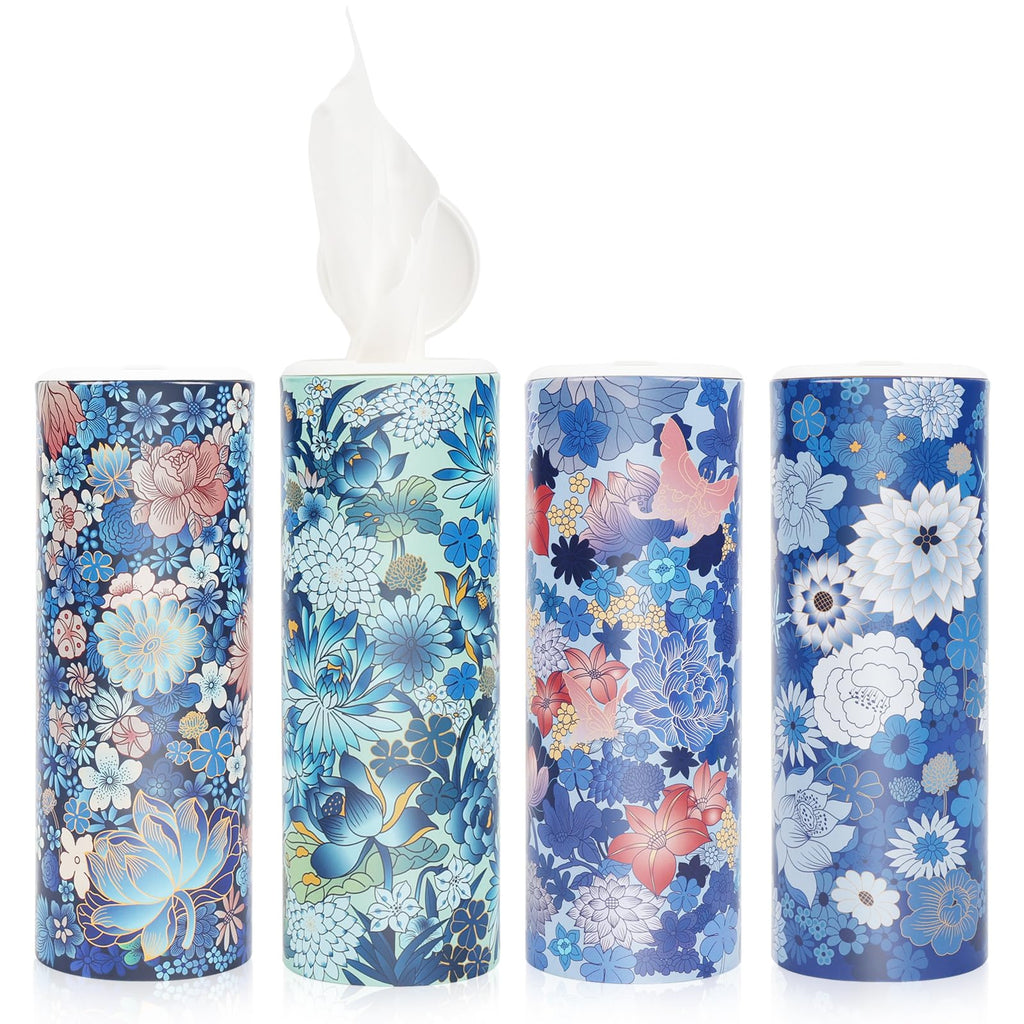 Facial Tissues with Cap - 4 PK Car Tissues Cylinder,Car Tissue Holder with Facial Tissues Bulk,Round Tissue Boxes,Travel Tissues for Cup Holder,Round Tube tissues