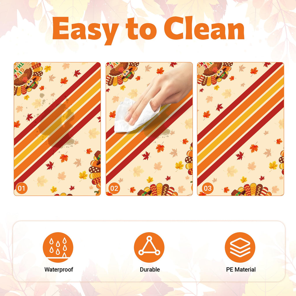 Childom 3 Pack Thanksgiving Tablecloth,Thanksgiving Decorations 54x108 Inch Disposable Plastic Tablecloth,Fall Turkey Table Cover for Home Dinner Table Decor Picnic Birthday Party Supplies
