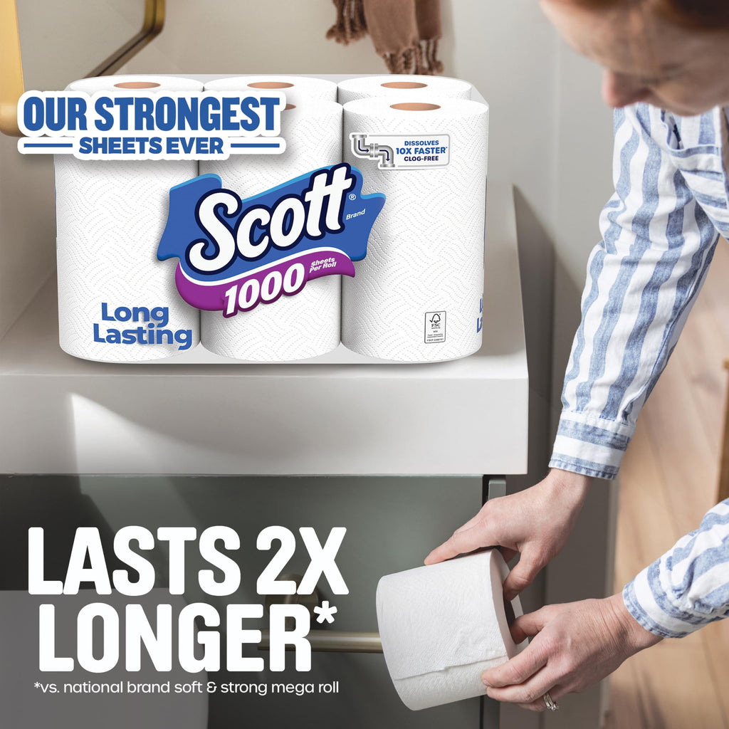 Scott 1000 Toilet Paper, 18 Rolls, 1000 Sheets per Roll