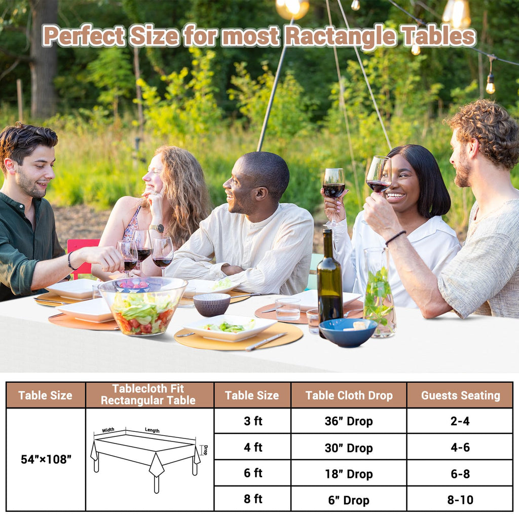 SWGIEEI White Paper Tablecloths for Rectangle Tables 10 Pack, 54''×108'' Disposable Table Cloth for 3-9 Ft Tables, Paper & Plastic Party Table Cover for Birthday, Outdoor, Wedding, Banquet