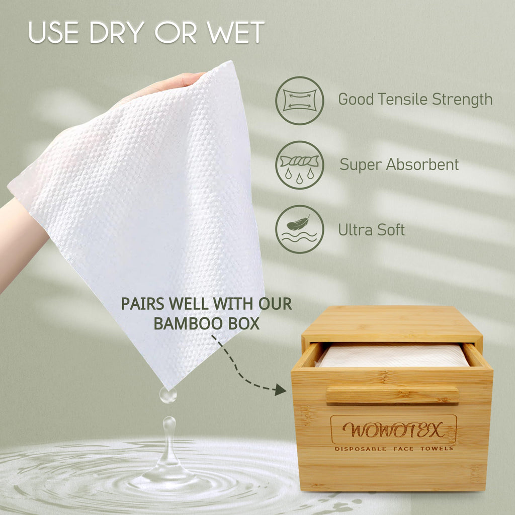 WOWOTEX Disposable Face Towels, Ultra Soft Thick Clean Facial Towels 2 Box
