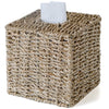 Seagrass Tissue Box Cover Square, Handwoven Facial Tissue Box Holder