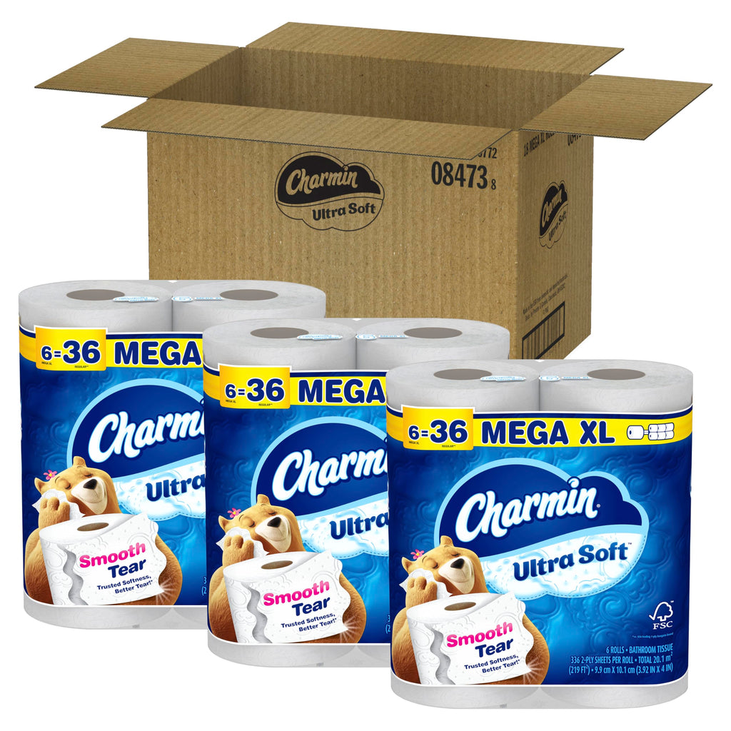 Charmin Ultra Soft Toilet Paper, 18 Mega XL Rolls = 108 Regular Rolls