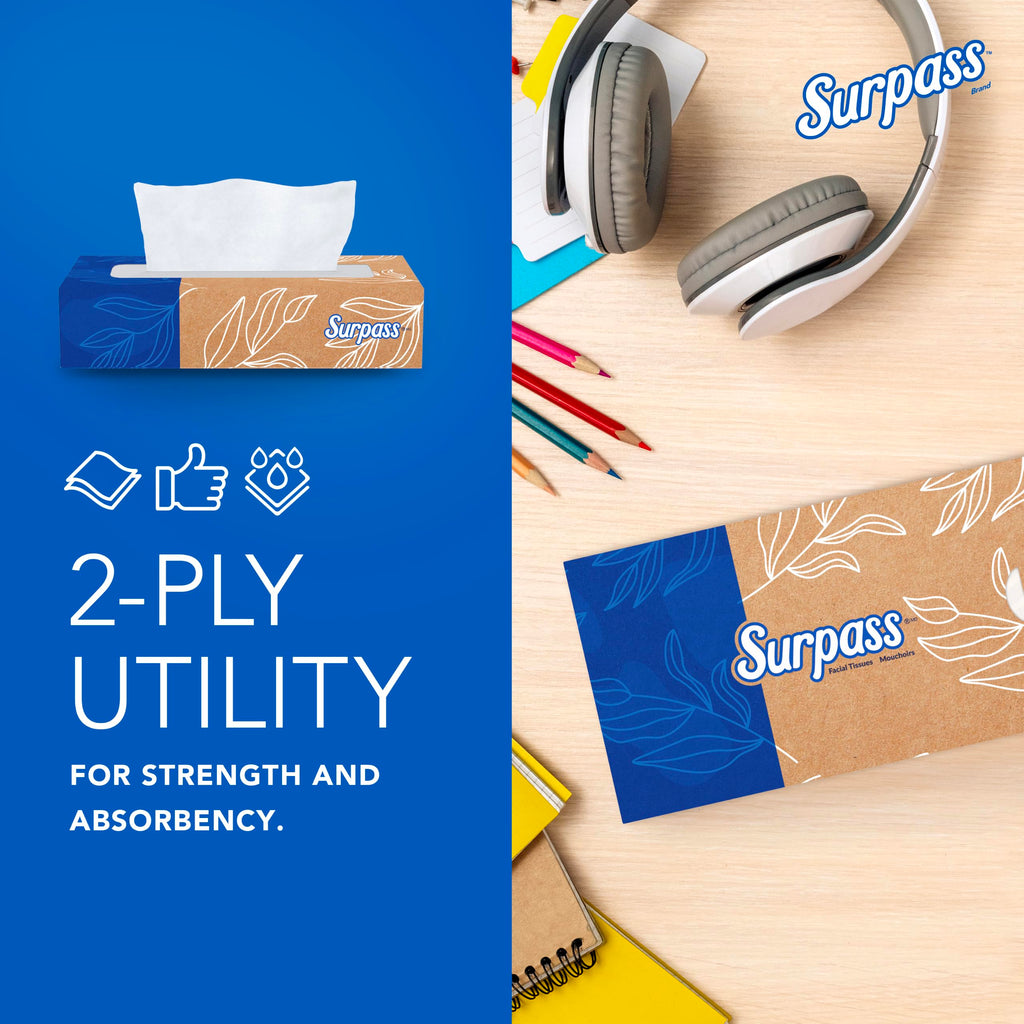 Surpass Facial Tissue, Bulk, 60 Boxes x 125 Tissues (21390)