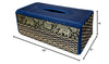 CCcollections Handmade Stylish Reed Tissue Box, 100% Cotton Handcrafted with Satin Trim Sheath Cover Holder Dispense Made from Natural Eco-Friendly Materials - (Blue)