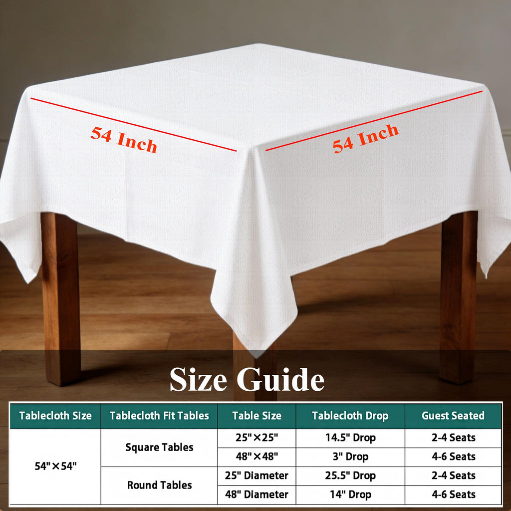 [6 Pack] White Square Tablecloths 54x54 Inch, Disposable Paper Table Cloth for Square and Round Tables, Waterproof 3-Ply Paper & Plastic Table Cover for Labor Day Thanksgiving Wedding Baby Shower