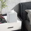 JLAMBOM PU Leather Tissue Box Cover Square Tissue Box Holder (Grey)