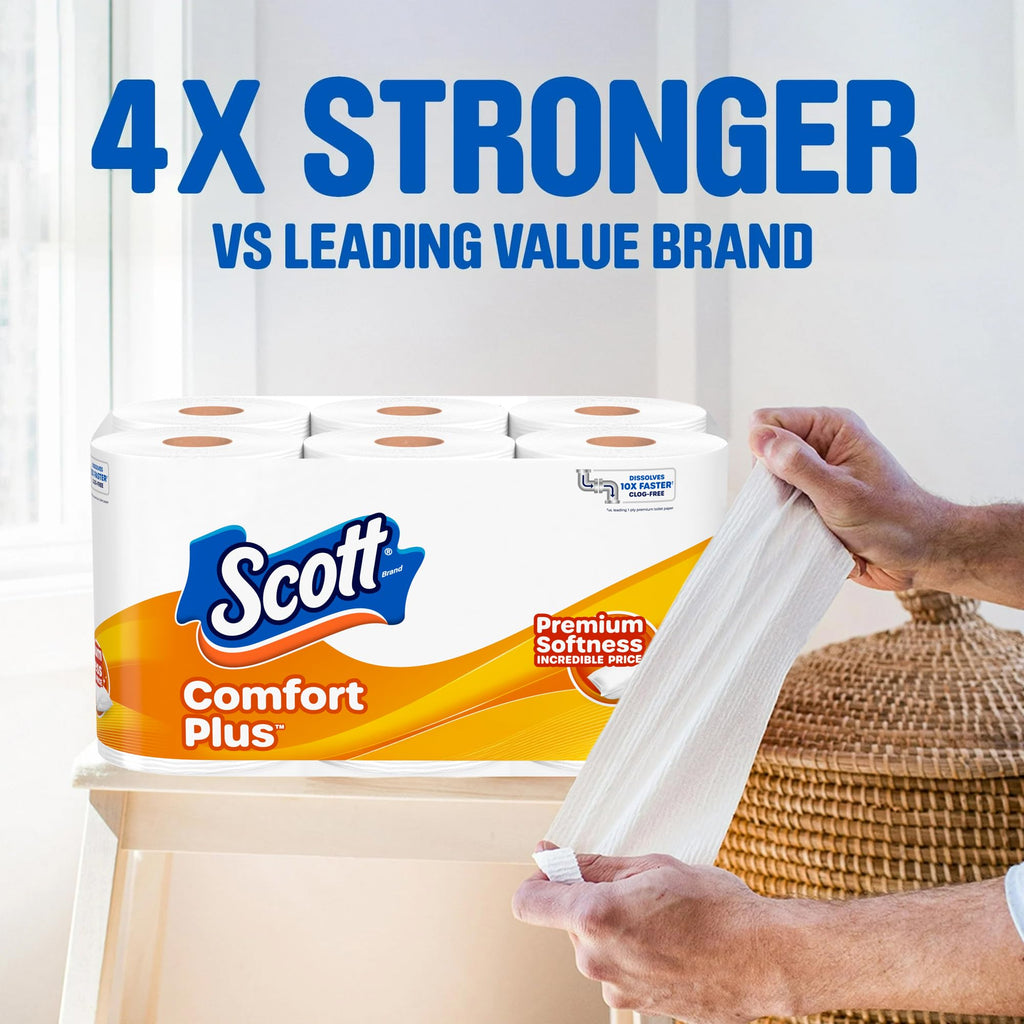 Scott ComfortPlus Toilet Paper, 48 Family Mega Rolls, 352 Sheets per Roll