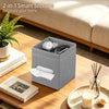 Square PU Leather Tissue Box Cover with Top Storage Tray,Tissues Dispenser