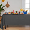 Dozobeede [6 Pack] Black Paper Tablecloth Disposable for Rectangle Tables, 54 X 108 Inch Party Table Cover with Plastic Backing, Waterproof 3 Ply Table Cloth for Halloween Labor Day Banquet