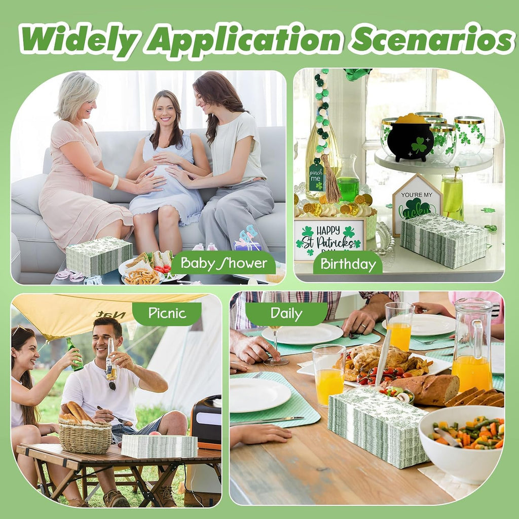 Mwellewm 100 Disposable Hand Towels for Bathroom,Green Guest Paper Napkins