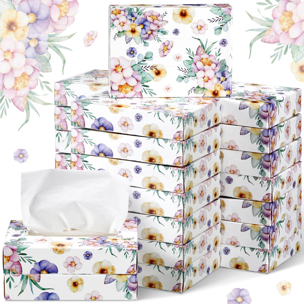 Yinder 24 Pcs Small Tissue Cube Box 960 Sheets for Classroom, Flower