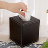 Sumnacon Square Tissue Box Cover,Magnetic Bottom PU Tissue Box Holder,Brown