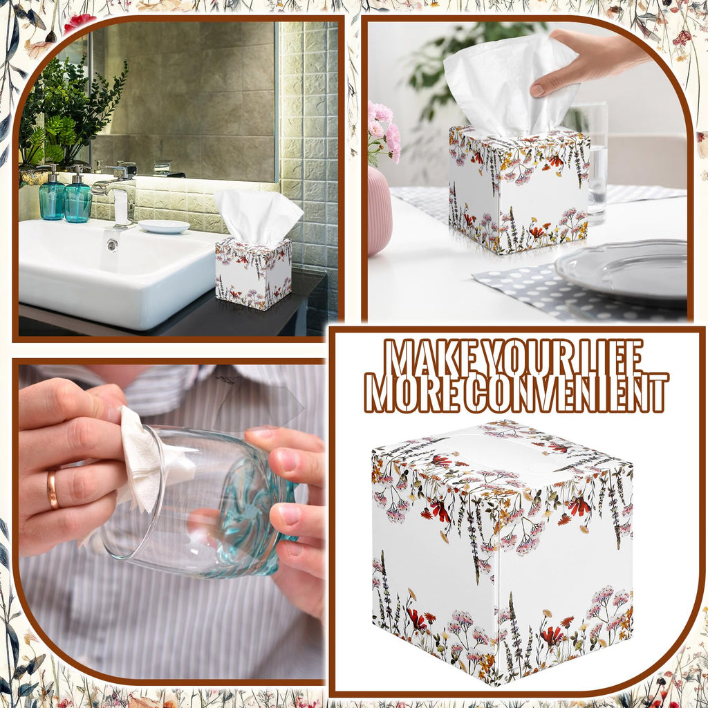 Fourluoo 12 Pack Fall Wildflower Facial Tissues Cube Boxes 600 Sheets 3 Ply