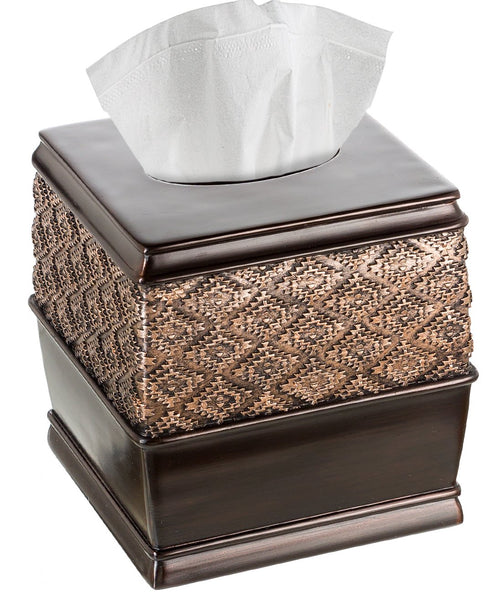 Dublin Brown Square Resin Tissue Box Cover