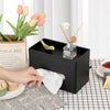 Sumnacon Tissue Box Cover with Storage Tray Rectangular Tissue Holder,Black