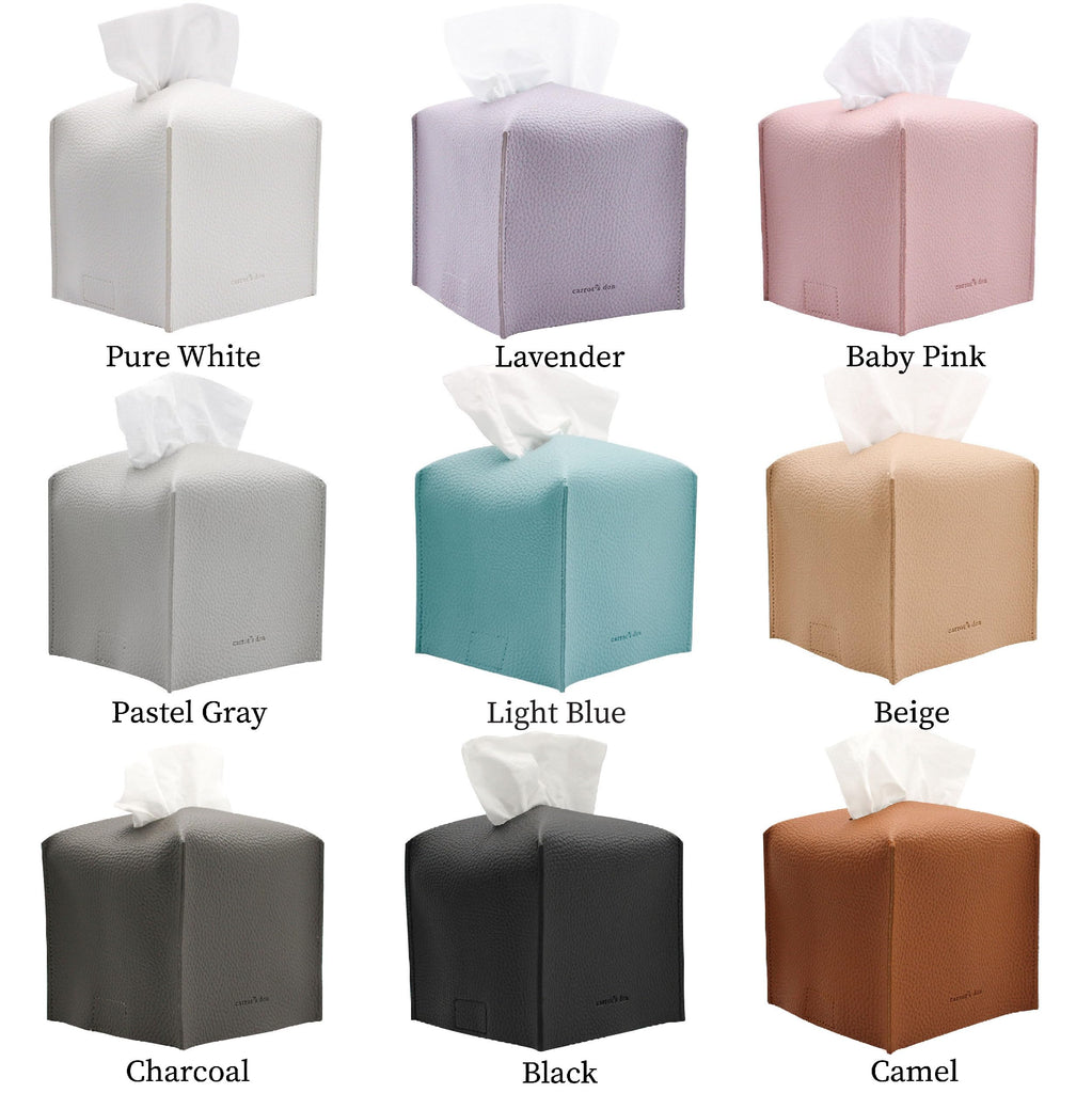 Carrot’s Den PU Leather Tissue Box Cover Holder, Bathroom Decor, Beige