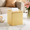 Cretkhp PU Leather Square Tissue Box Cover Tissue Box Holder Cube (Gold)