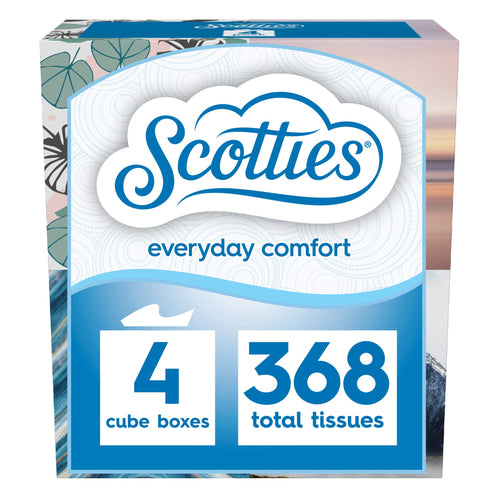 Scotties Everyday Comfort Facial Tissues, 2-Ply, 92 Tissues Per Box, (Pack of 4)