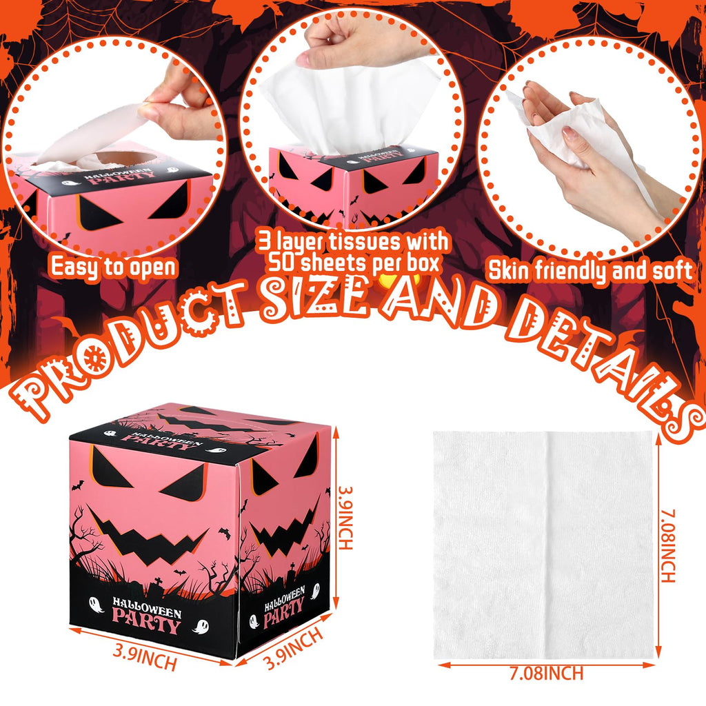 Fourluoo 12 Pack Halloween Facial Tissues Cube Face Boxes 600 Sheets 3 Ply