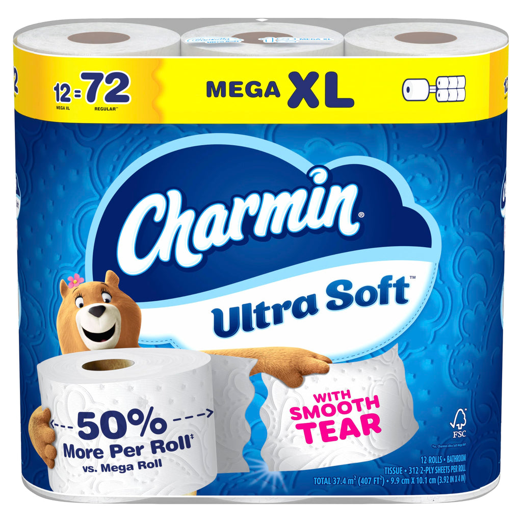 Charmin Ultra Soft Toilet Paper, 12 Mega XL Rolls = 72 Regular Rolls