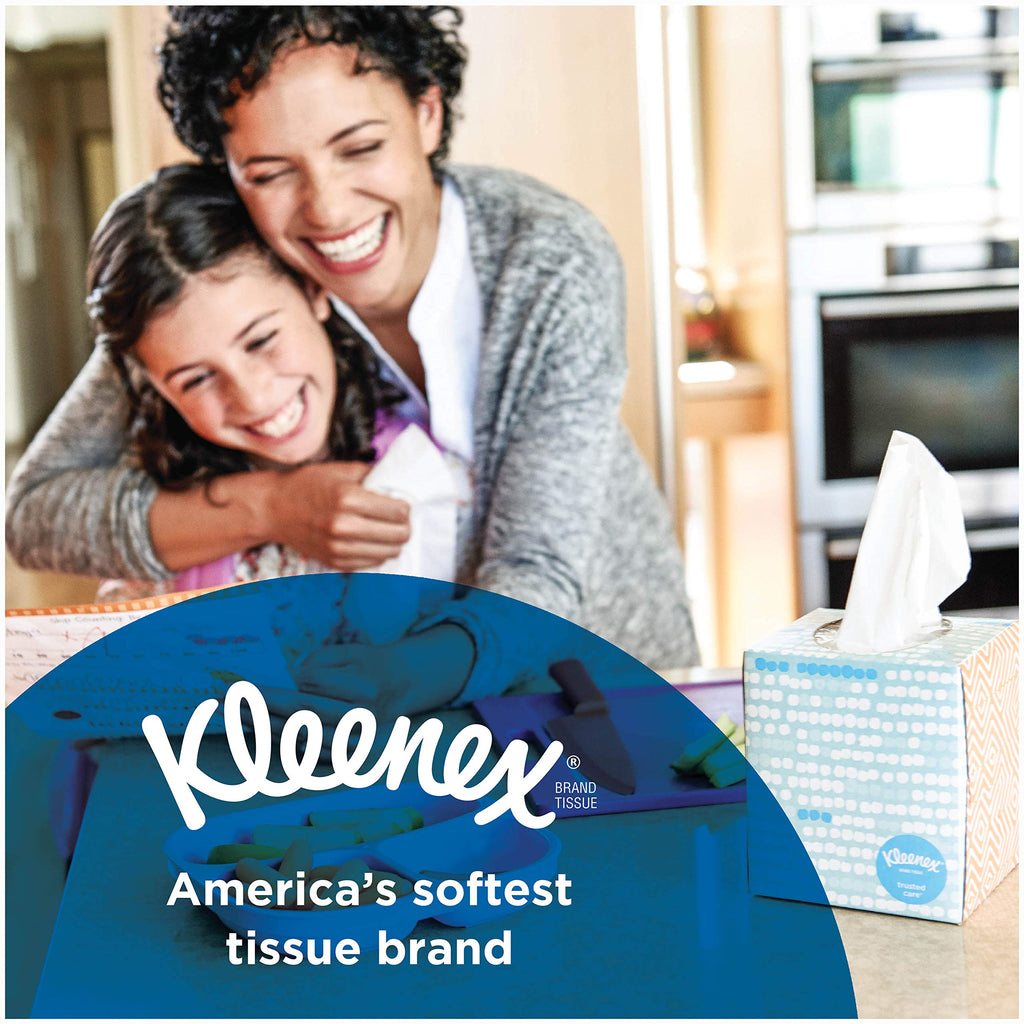 KLEENEX Ultra Soft Facial Tissue, 3-Ply, White, 8.2 inch x 8.4 inch, 75/Box, 4 Box/Pack - Packaging May Vary (Assorted color and style boxes),Pack of 4,