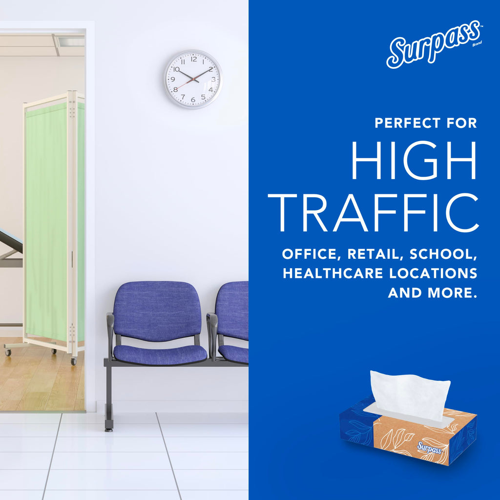 Surpass® 2-Ply Facial Tissue, Unscented, 100 Tissues Per Box, Case of 30 Boxes