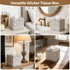 Wicker Tissue Box Cover Square, Handwoven Facial Tissue Box Holder, White